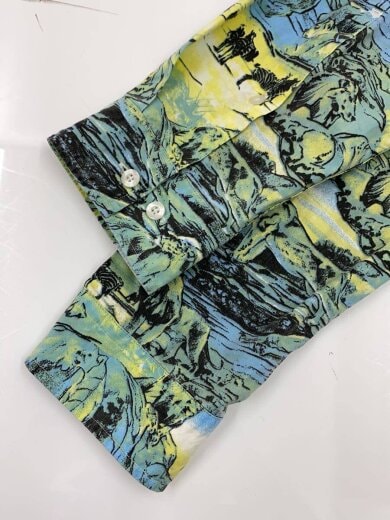画像：STUSSY長袖シャツ/L/コットン/GRN/総柄6