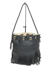 ショルダーバッグ/レザー/ブラック※内側シミ