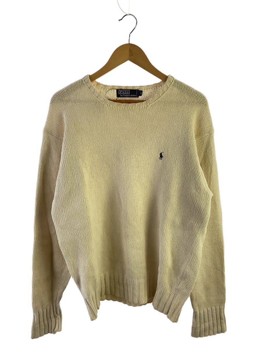 POLO RALPH LAUREN / 90s/コットンニット/M/コットン/WHT/無地