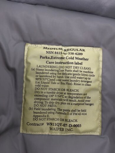 画像：WAIPERECWCS Gen III THINSULATE/lavel 7/M/ナイロン/GRY/23WP623