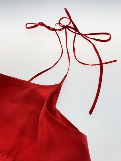 商品画像：ノースリーブワンピース/XS/シルク/RED/無地 6