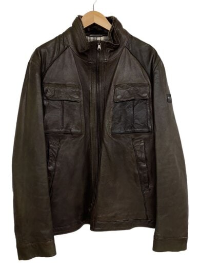 画像：HUGO BOSSレザージャケット・ブルゾン/52/羊革/BRW/無地1