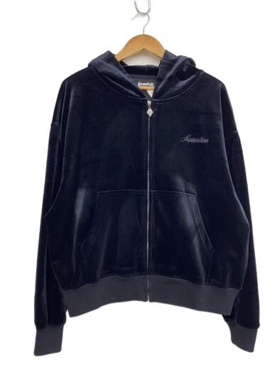 商品画像：ジップパーカー/L/ベロア/BLK 1