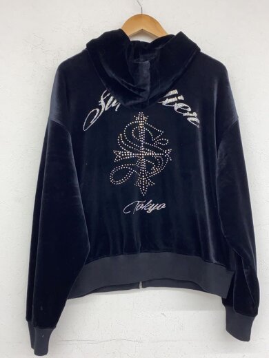 商品画像：ジップパーカー/L/ベロア/BLK 2