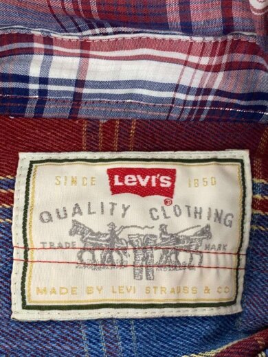 商品画像：ドッキングリメイク長袖シャツ/--/--/RED/チェック 5