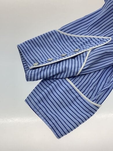 商品画像：長袖シャツ/--/コットン/BLU/ストライプ/PM-B037/右肩から袖にヤケ有 5