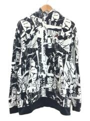 パーカー/XXL/コットン/BLK/総柄/DA9814-100