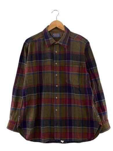 商品画像：長袖シャツ/XL/ウール/KHK/チェック/60-70s// 1