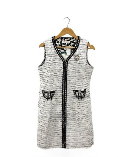 商品画像：ツイードジャンパースカート/ノースリーブワンピース/42/コットン/WHT/2226016 1