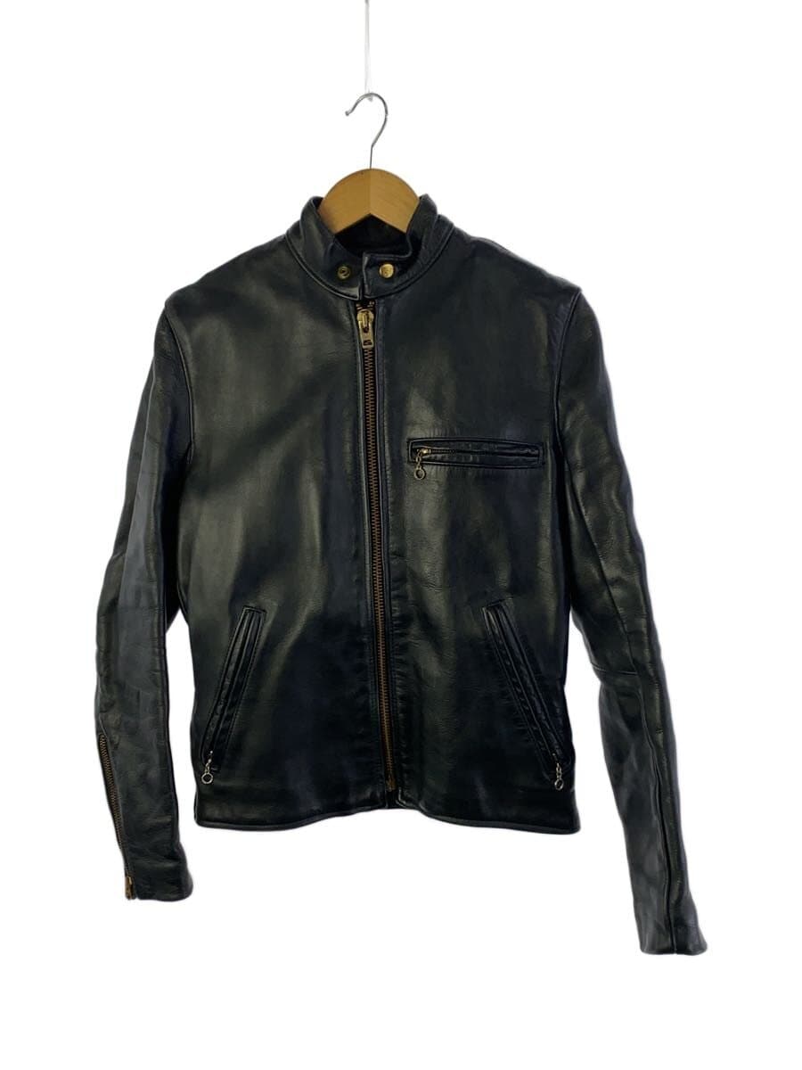 VANSON / シングルライダースジャケット/34/レザー/BLK/TALON