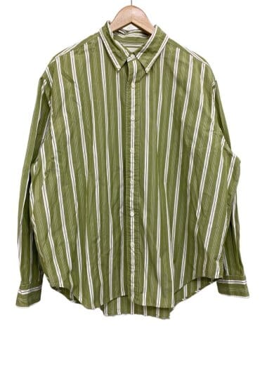 商品画像：長袖シャツ/--/コットン/GRN/ストライプ/24SMSBL04 1
