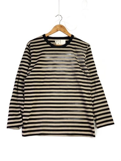 商品画像：長袖Tシャツ/日本製/2/コットン/BEG/ボーダー/00017511 1