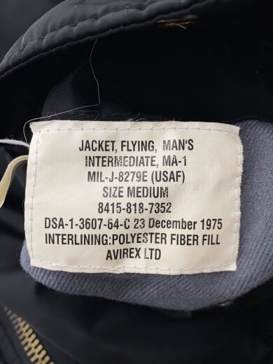 商品画像：MA-1/フライトジャケット/M/ナイロン/BLK/6132077 3