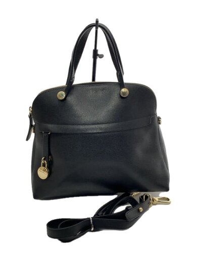 画像：FURLAパイパ-2wayショルダーバッグ/レザー/BLK/無地//1