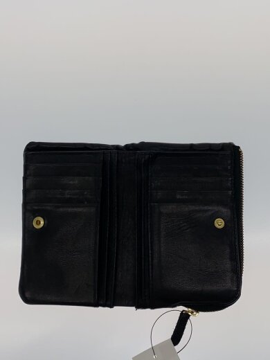 商品画像：2つ折り財布/レザー/BLK/無地/レディース 4