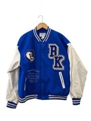 スタジャン/色切替/刺繍/L/ウール/BLU