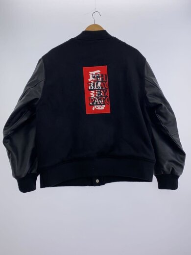 商品画像：刺繍/スタジャン/フェイクレザー/ジャケット/L/ウール/BLK 2