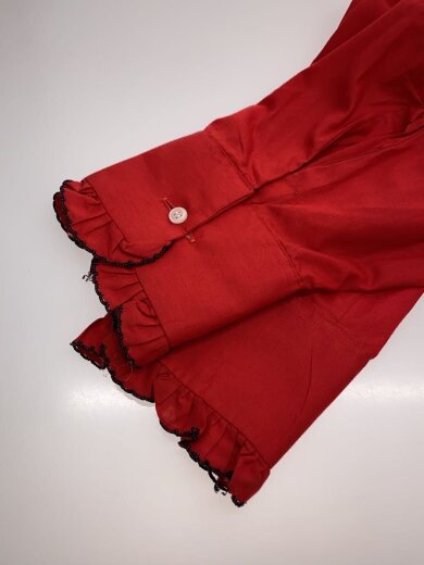 商品画像：フリルシャツ/長袖シャツ/XL/コットン/RED/無地 4