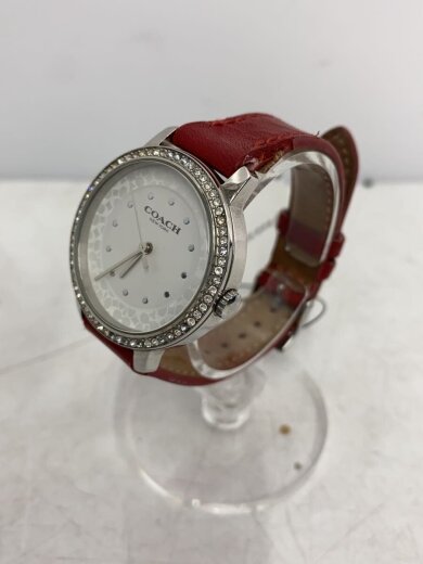 商品画像：＊状態/クォーツ腕時計/アナログ/レザー/WHT/RED 2