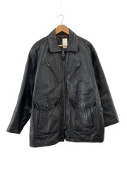 urbanise/逆ハの字ジップ/レザージャケット/レザー/BLK/無地
