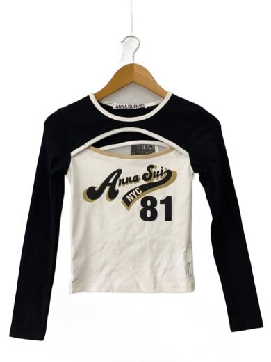 商品画像：annasui nyc/フロントホール/長袖Tシャツ/S/コットン/BLK/無地 1