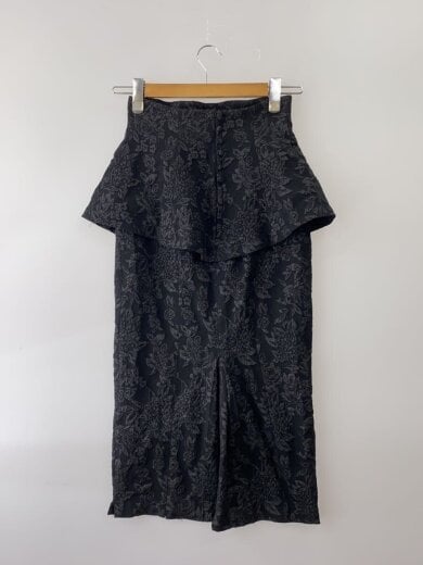 商品画像：Floral Jacquard Peplum Skirt/スカート/S/ポリエステル/BLK/1224304142 2