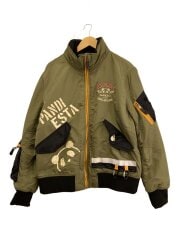 フライトジャケット/XL/ナイロン/KHK/無地