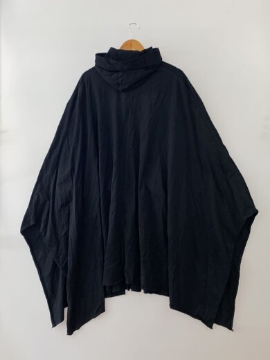 商品画像：フード付/ポンチョベストコート/3/コットン/BLK/無地/UW-Y09-008 2