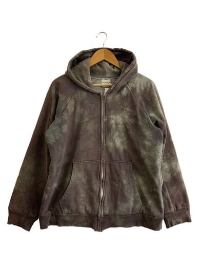 商品画像：ダブルフェイス/ブリーチ加工/ラグラン/ジップパーカー/コットン/BRW// 1