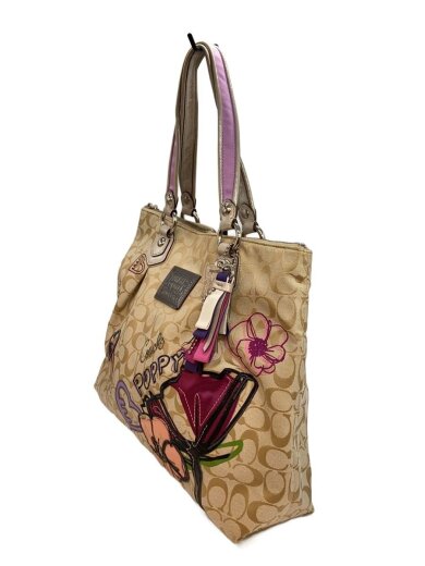 商品画像：トートバッグ/キャンバス/BEG/総柄/F16301 2