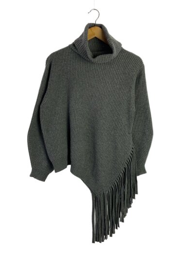 商品画像：タートルネック/フリンジ/ニット・セーター(厚手)/36/カシミア/GRY/601741 1