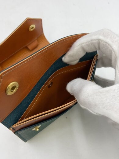 商品画像：3つ折り財布/レザー/GRN/無地/メンズ 6