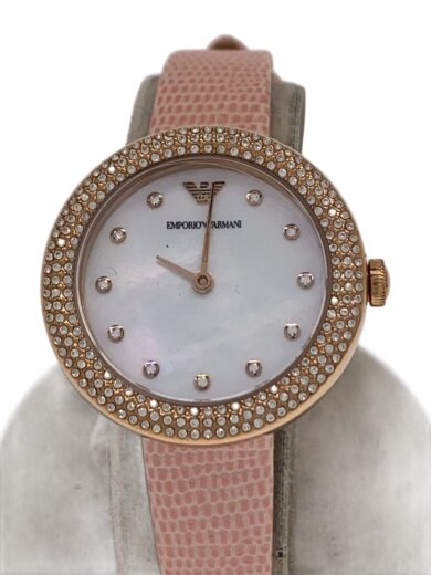 商品画像：クォーツ腕時計/アナログ/レザー/WHT/PNK/SS/AR80061 1