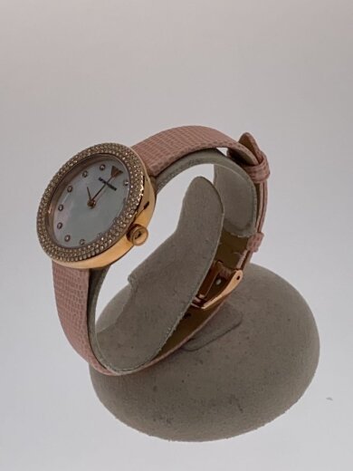 商品画像：クォーツ腕時計/アナログ/レザー/WHT/PNK/SS/AR80061 2