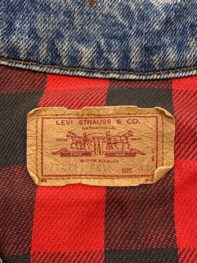 商品画像：Gジャン/44/デニム/IDG/71411-0816/USA製/刻印527/裏地ネルチェック/80s 3