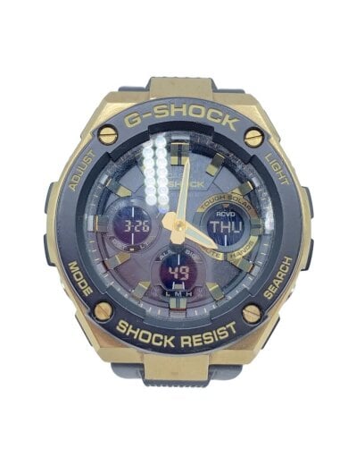 商品画像：ソーラー腕時計・G-SHOCK/デジアナ/ラバー/ゴールド/ブラック/SS 1