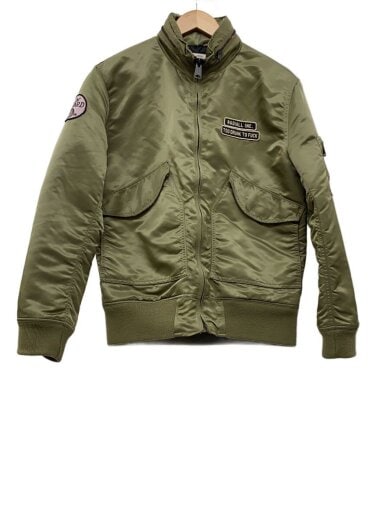 商品画像：フライトジャケット/M/ナイロン/GRN/無地/シミあり/状態考慮 1