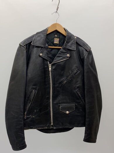 商品画像：ダブルライダースジャケット/40/レザー/BLK/無地/60s/USA製/TALON/スレ有り 1