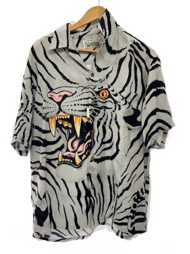 商品画像：アロハシャツ/L/レーヨン/GRY/総柄/TIM LEHI/白虎/22SS 1