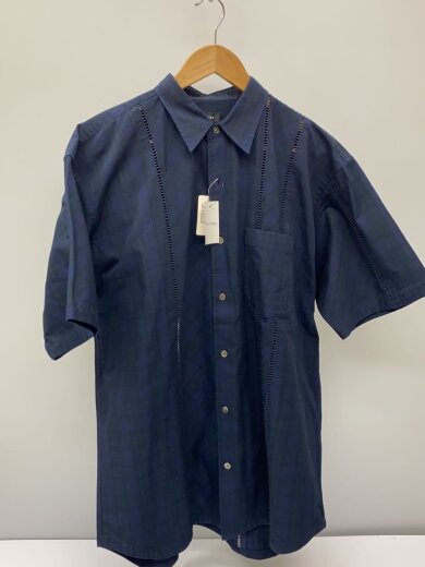 商品画像：半袖シャツ/L/コットン/NVY/チェック/11-01-0563-803/レース タータンチェックシャツ 1