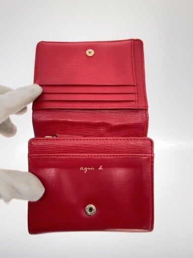 商品画像：2つ折り財布/レザー/RED/無地/レディース 4