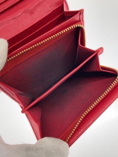 商品画像：2つ折り財布/レザー/RED/無地/レディース 5
