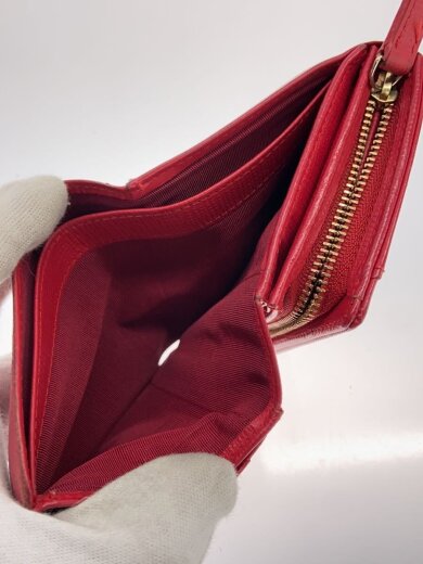 商品画像：2つ折り財布/レザー/RED/無地/レディース 6