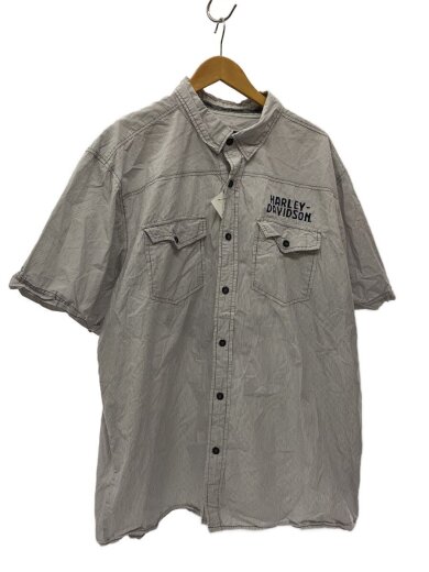 商品画像：半袖シャツ/--/コットン/GRY/ストライプ/2XL/バックプリント// 1