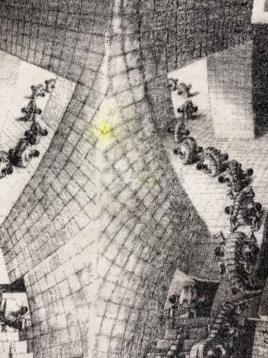 商品画像：Tシャツ/L/コットン/WHT/総柄/M.C.ESCHER/90s/USA製/Full Print/汚れ有 6