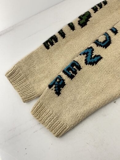 商品画像：ニット・セーター(厚手)/--/コットン/BEG/L/S Crew Neck Knit/フラワー/汚れ有り 5