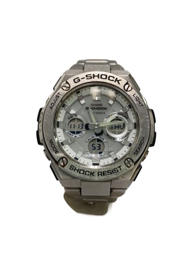 商品画像：ソーラー腕時計・G-SHOCK/デジアナ/ステンレス/WHT/SLV 1