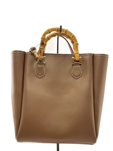 商品画像：ハンドバッグ/フェイクレザー/BRW/バンブーハンドル/2way// 1