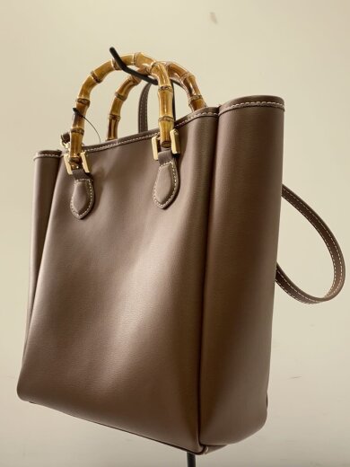 商品画像：ハンドバッグ/フェイクレザー/BRW/バンブーハンドル/2way// 2