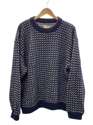 商品画像：ニット・セーター(厚手)/XL/ウール/NVY/総柄/バーズアイ// 1
